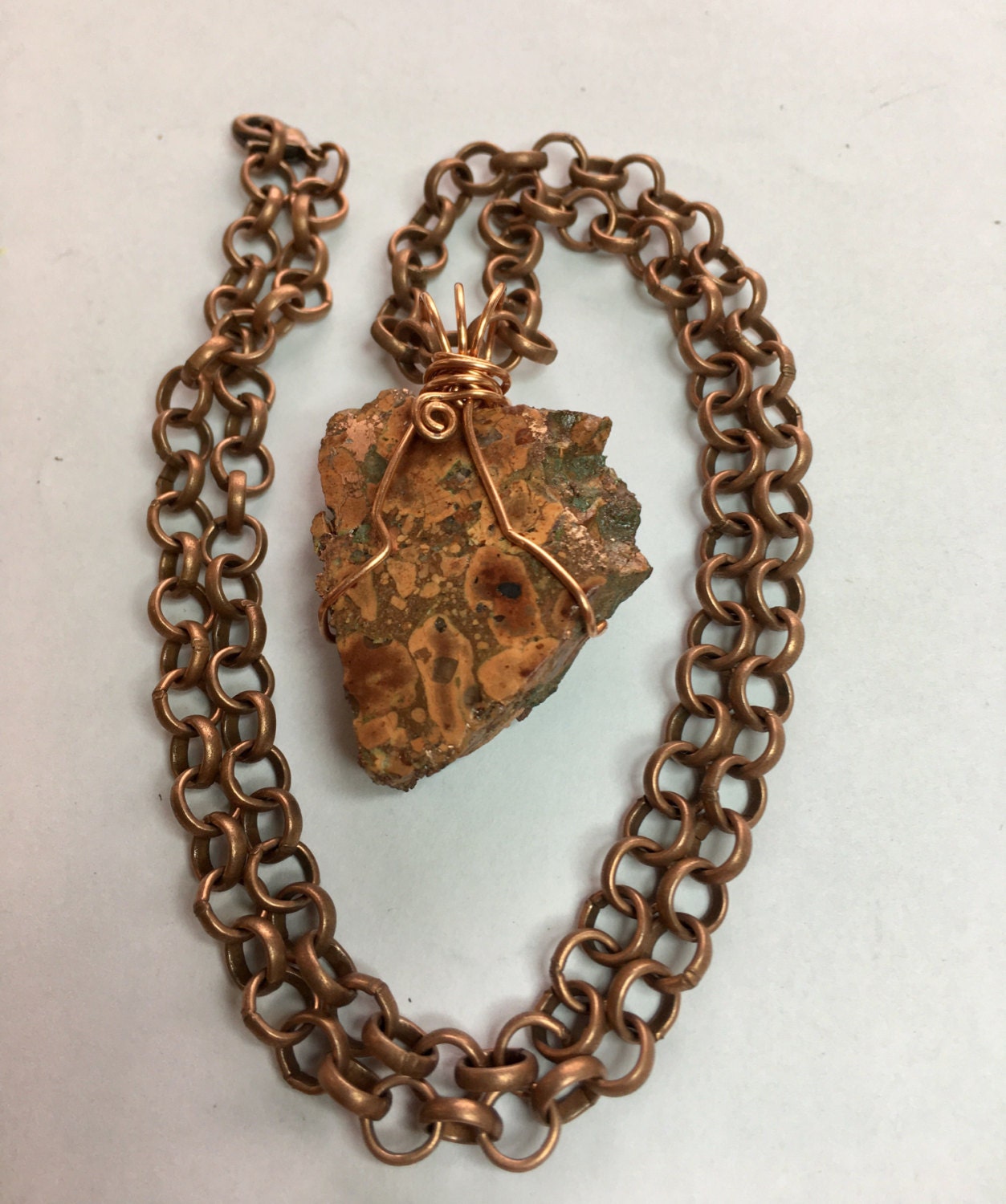 Composite Copper Gemstone Pendant Wrapped in Copper Wire Etsy