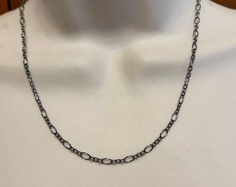 Long Gunmetal Chain in Seven Lengths 14 Inch 16 inch 18 Inch 22 Inch 27 Inch 30 Inch & 32 Inch Adjustable, Minimalist Gunmetal Chain