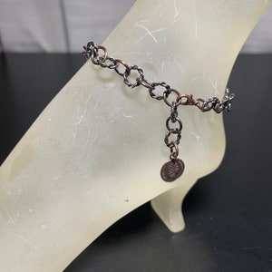 Antique Cooper Ankle Bracelet with Antique Copper Chinese Coin Charm Adjustable Handmade Anklet with Your Choice of Length and Clasp image 9