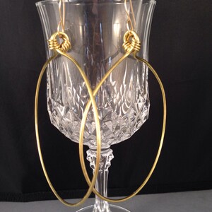 Extra Large Gold Hoop Earrings on 14kt Gold Filled Earwires, Hammered 3 Inch Diameter or 2 Inch Diameter Brass Hoops image 2