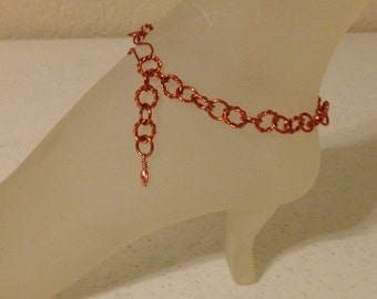 Natural Copper Ankle Bracelet Handmade Copper Anklet with Optional Lengths and Your Choice of Clasp ON SALE