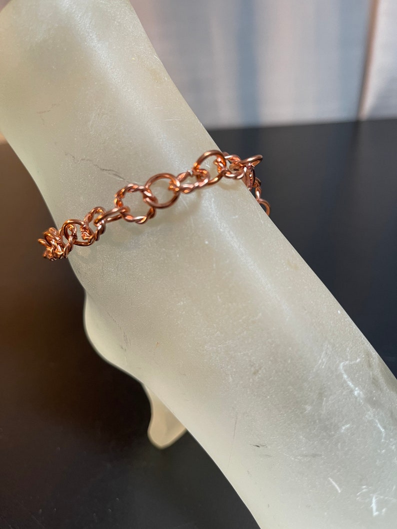 Copper Ankle Bracelet with Unakite Bead Charm in your Choice of Length and Clasp image 8