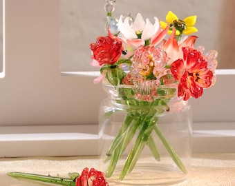Glass Birth Month Flower, Birth Flower Gift, Hand Blown Spring Flower, Glass Flower Bouquet, Personalized Gifts, Gift For Her, Birthday Gift