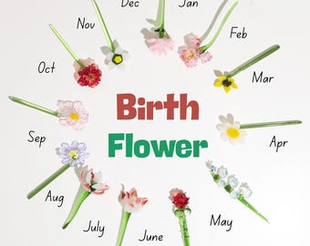 Handmade Glass Birth Month Flower, Birth Flower Gift, Hand Blown Spring Flower, Glass Flower Bouquet