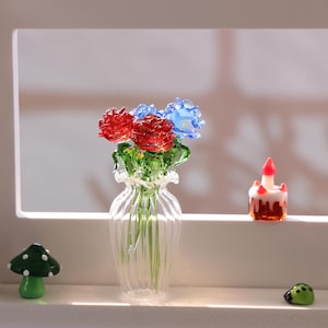 Glass Rose Flower, Jun Birth Month Flower, Birth Flower Gift, Hand Blown Spring Flower, Personalized Gifts, Gift For Her
