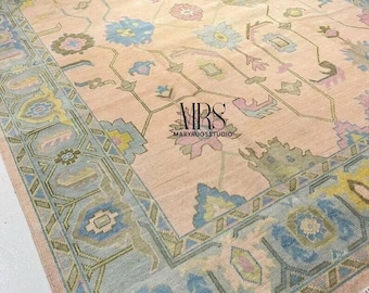 Handwoven Wool Oushak Rug: Turkish Floral Oriental Carpet, Duties Paid, No Tariffs, (Made-to-order)QuickShipping