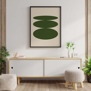 Modern Abstract Wall Art | Green Geometric Shapes | Minimalist Home Decor | Digital Print
