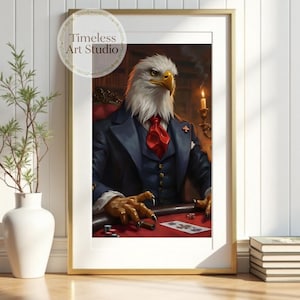 Bald Eagle Poker Wall Art | Vintage Casino Decor | Man Cave Poker Room Sign | Gambling & Card Game Artwork | Las Vegas Art Digital Download