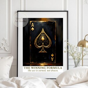 The Winning Formula Poker Wall Art – The Ace Is Earned, Not Drawn  | Motivational Game Room Décor, Texas Hold 'Em Printable Art Download Now