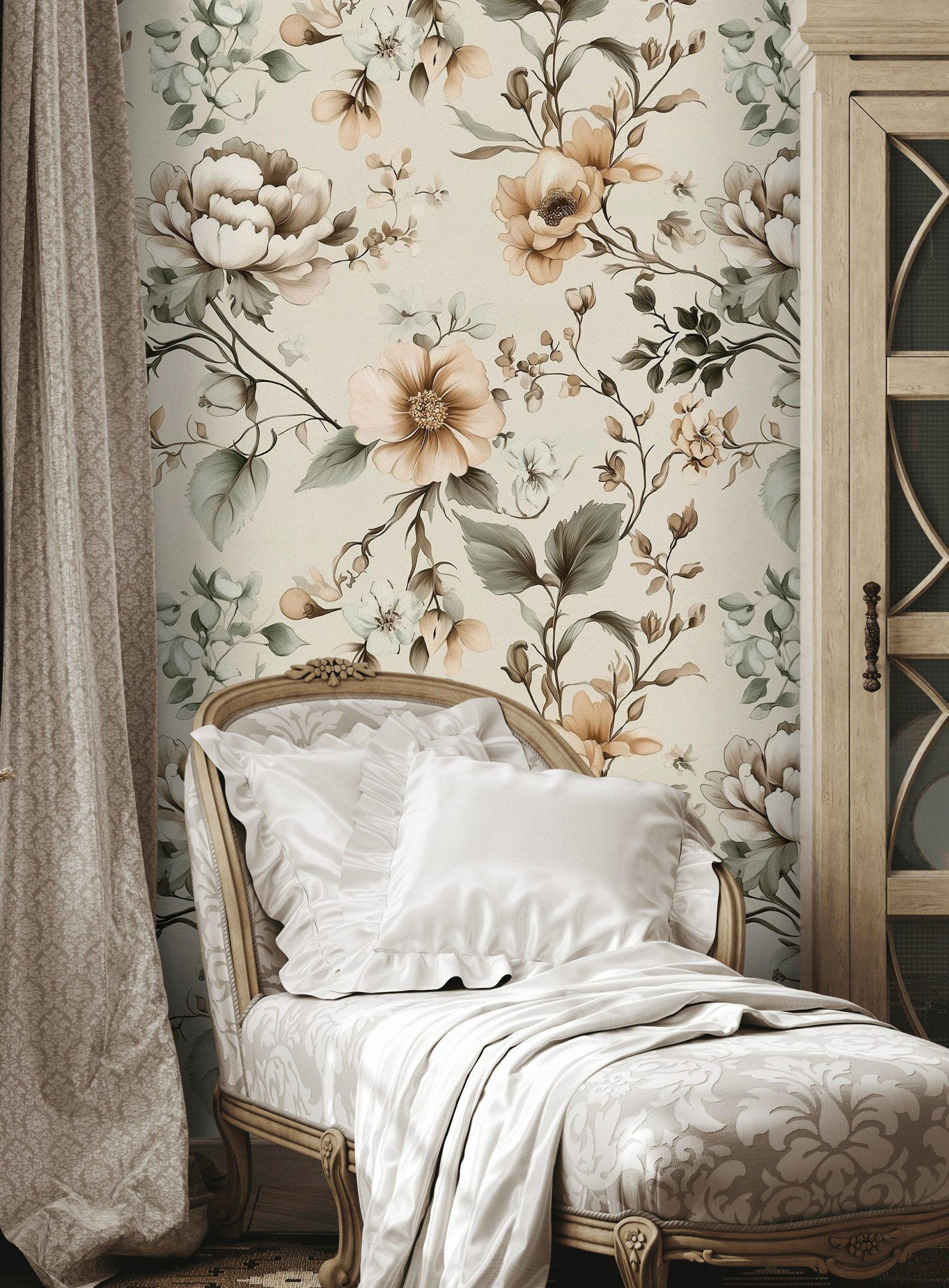 Elegant Floral Vintage Wallpaper - Timeless Wall Mural for Home Decor ...