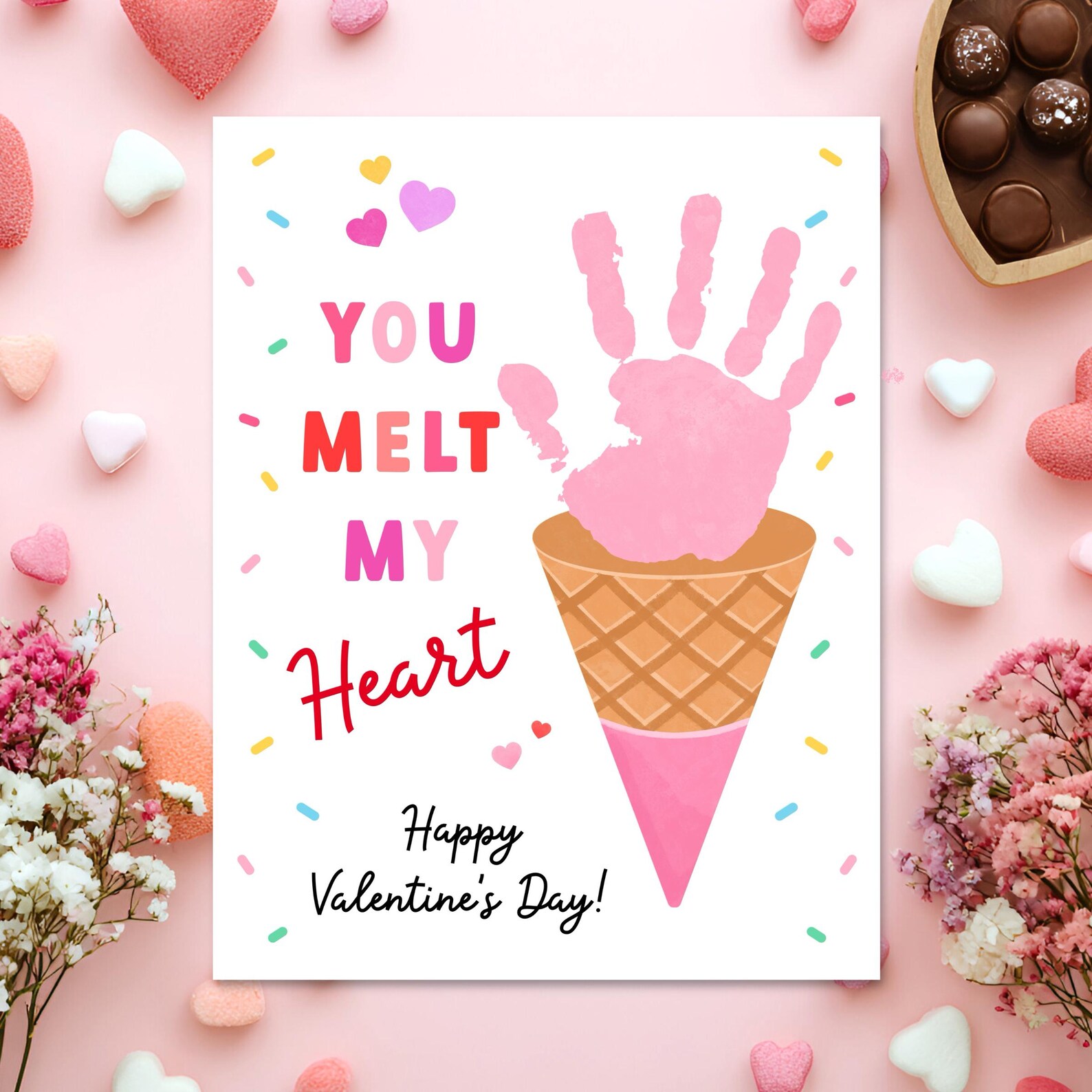 You Melt My Heart Valentine Handprint Craft - Digital Download, Ice ...