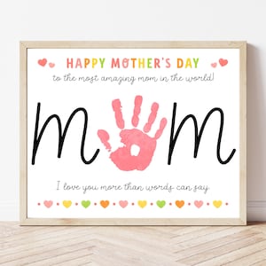 Artisanat empreinte de main fête des mères - téléchargement numérique, modèle imprimable empreinte de main fête des mères, empreinte de main de maman art souvenir pour les enfants