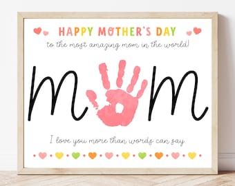 Mother’s Day Handprint Craft - Digital Download, Printable Mother’s Day Handprint Template, Mom Handprint Art Keepsake for Kids