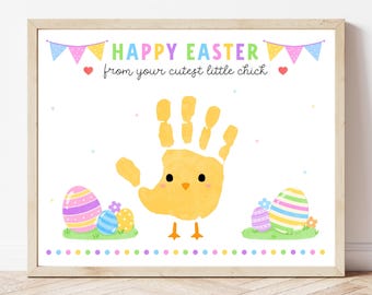 Cutest Little Chick Easter Handprint Craft - Digital Download, Little Chick Handprint Art, Easter Crafts for Kids
