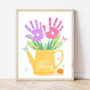 Spring Handprint Craft - Digital Download, Hello Spring Craft, Printable Spring Handprint Art for Kids, Spring Activity for Classroom