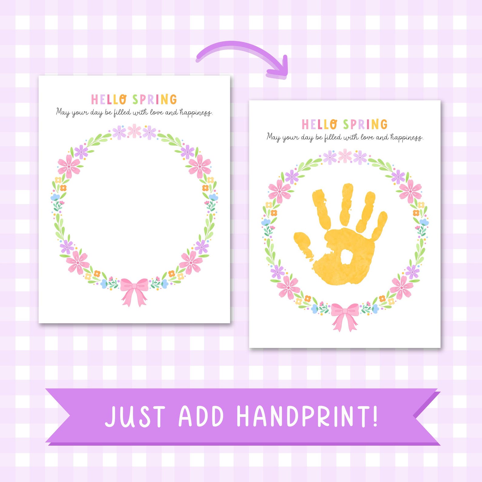 Hello Spring Handprint Craft - Digital Download, Spring Craft for Kids ...