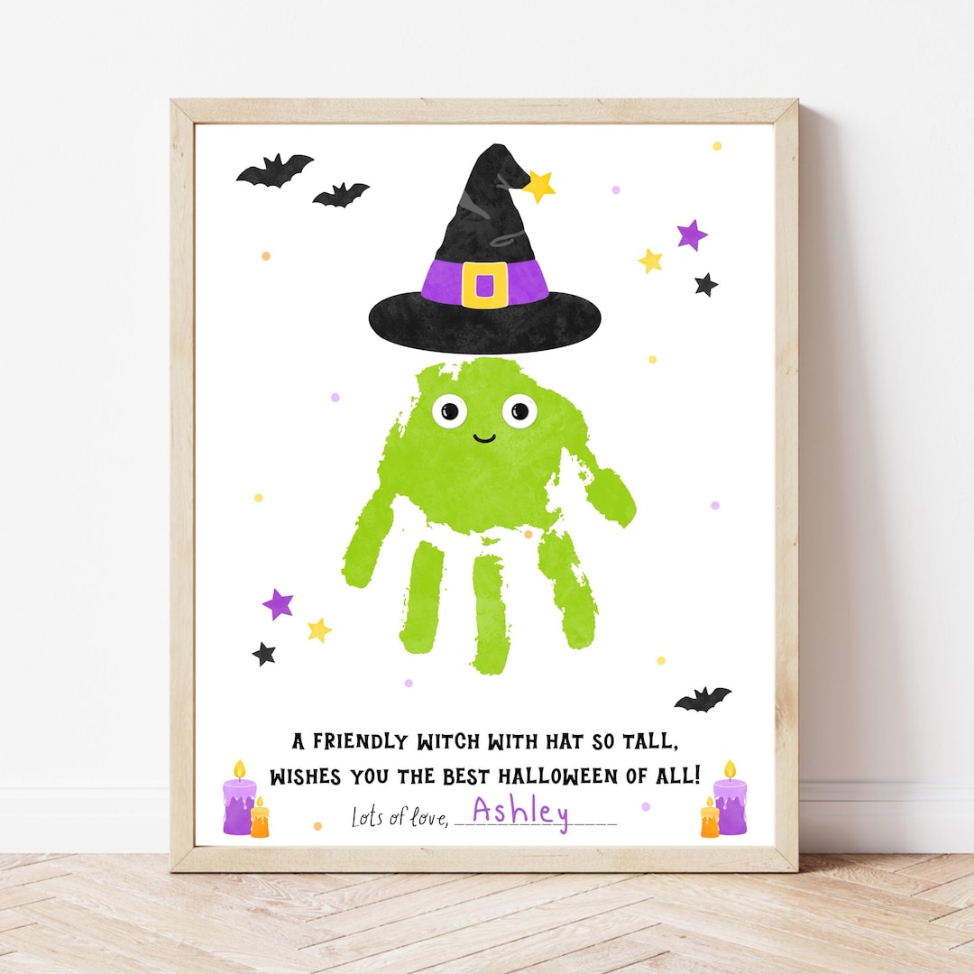 Witch Hat Handprint Craft - Digital Download, Halloween Handprint ...