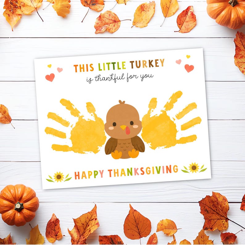 Little Turkey Handprint Craft - Digital Download, Thanksgiving Turkey ...