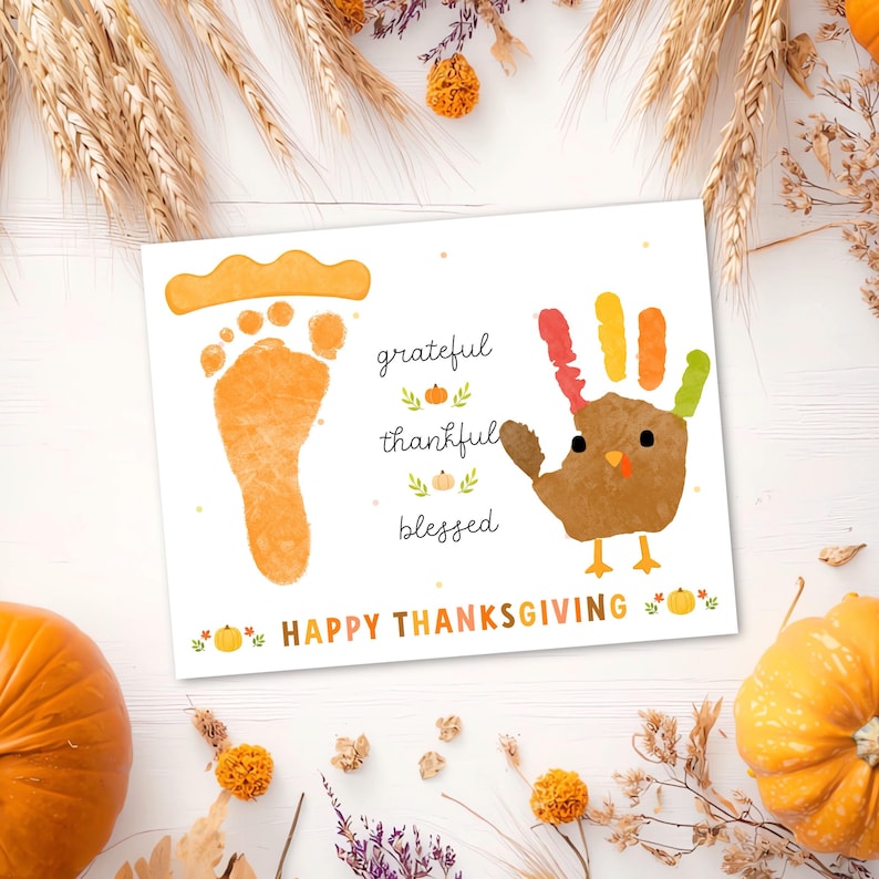 Pumpkin Pie and Turkey Handprint Craft - Digital Download, Thanksgiving ...