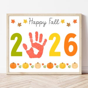 Manualidad de huellas de manos de otoño - Descarga digital, Arte de huellas de manos de otoño para imprimir, Plantilla de manualidad de huellas de manos de otoño, Recuerdo de otoño para niños