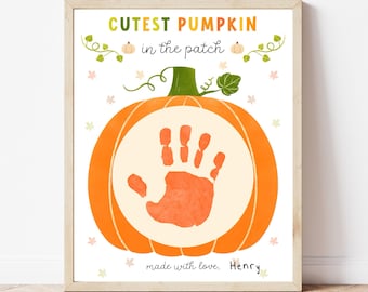 Empreinte artisanale de citrouille la plus mignonne du patch - téléchargement numérique, modèle imprimable d'artisanat de citrouille, artisanat d'empreinte de main d'automne pour les enfants