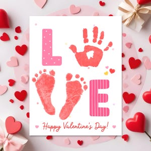 Valentine LOVE Handprint Footprint Craft - Digital Download, Valentine ...