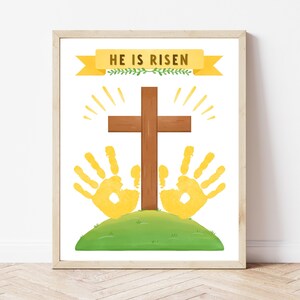 He is Risen Handprint Craft - Digital Download, Easter Handprint Art Template, Printable Easter Craft for Toddlers Preschoolers