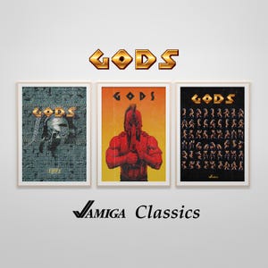 Plakat z gry Gods Retro - Dekoracja ścienna w stylu vintage Pixel Art - Klasyczna grafika gier wideo Amiga - Plakat z gry w stylu vintage - Plakat do gier Amiga