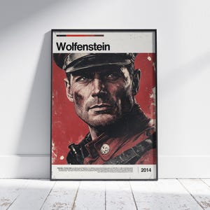 Wolfenstein Poster - Gaming Poster - Video Game Wall Art - Retro Game Poster - Game Room Wall Art - Gamer Wall Decor - Printable Gaming Art
