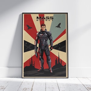 Mass Effect Propaganda Poster - Video Game Wall Art - Retro Game Poster - Game Room Wall Art - Gamer Wall Decor - Printable Gaming Poster