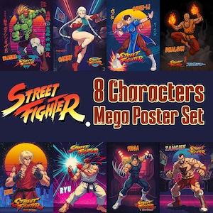 8 Street Fighter Characters - Gaming Poster - Video Game Wall Art - Retro Game Poster - Game Room Wall Art - Vintage Poster - Vintage Poster