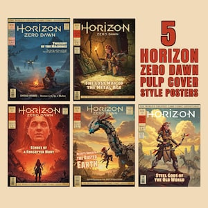 5 Pulp Cover Game Posters - Retro & Modern Video Game Art, Game Wall Decor, Unique Gamer Gift, Gaming Poster Art