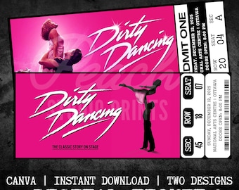 Printable Dirty Dancing Musical Theatre Ticket | Personalized Gift Reveal | Editable West End Broadway Souvenir Keepsake | Instant Download
