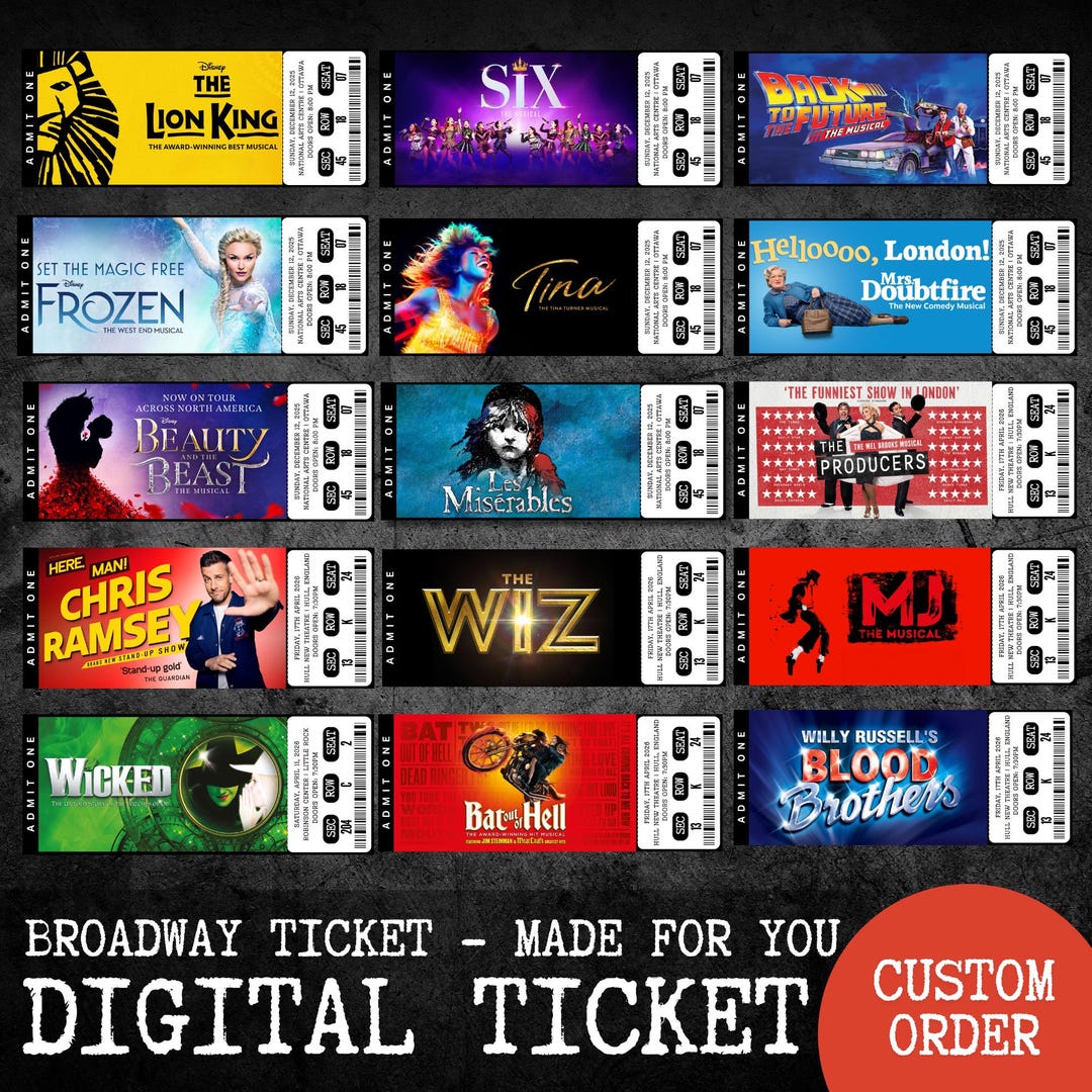 Custom Personalized Event Ticket, Personalised Concert Ticket, Musical ...