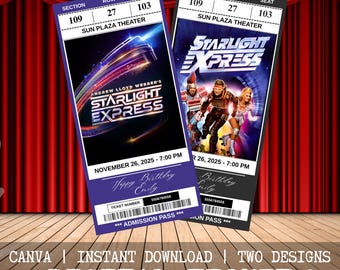 Druckbare Starlight Express Theater-Karte | Personalisiertes Geschenk offenbaren | Bearbeitbar West End Broadway | Souvenir Andenken | Sofort Download