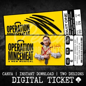 Printable Operation Mincemeat Musical Theatre Ticket | Personalized Gift Reveal | Editable West End / Broadway Souvenir Keepsake | Download