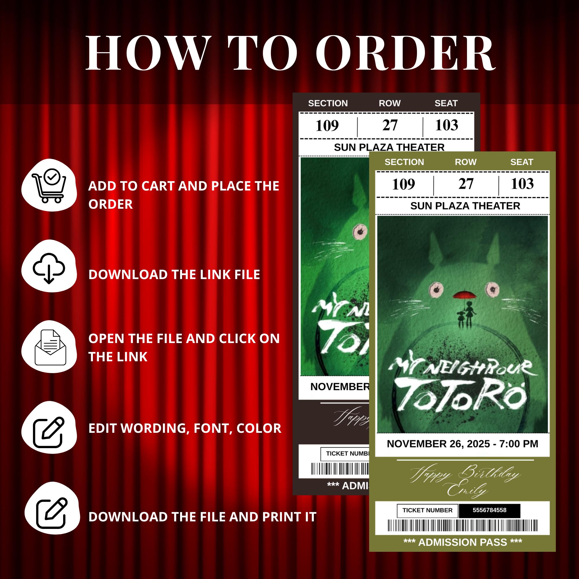 Printable My Neighbour Totoro Musical Theatre Ticket