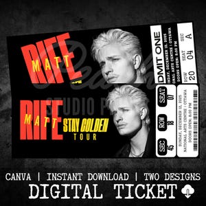 Druckbares Matt Rife Ticket Stay Golden 2025 Tour | Personalisierte Live Comedy Show Geschenk offenbaren | Benutzerdefinierte Andenken | Sofort Download