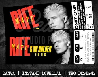 Printable Matt Rife Ticket Stay Golden 2025 Tour | Personalized Live Comedy Show Gift Reveal | Custom Keepsake | Instant Download