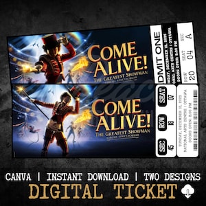 Druckbar werde lebendig! Das größte Showman Circus Spectacular Ticket, personalisierte Geschenkenthüllung, bearbeitbares Souvenir-Andenken, sofortiger Download