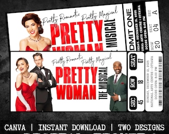 Printable Pretty Woman The Musical Theatre Ticket | Personalized Gift Reveal | Editable West End / Broadway Souvenir Keepsake | Download