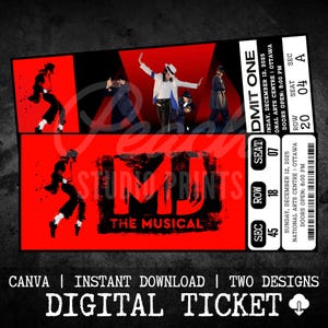 Utskrivbar MJ The Musical-biljett | Personlig presentavslöjning | Redigerbar souvenir från West End/Broadway | Direkt nedladdning