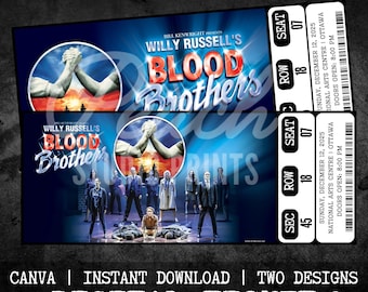 Printable Blood Brothers Musical Theatre Ticket | Personalized Gift Reveal | Editable West End Broadway Souvenir Keepsake | Instant Download