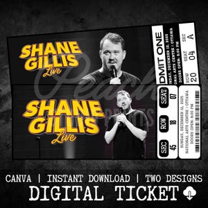 Printable Shane Gillis Ticket Live Tour 2024 | Personalized Live Comedy Show Gift Reveal | Custom Keepsake Souvenir | Instant Download
