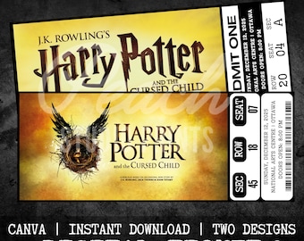 Editable CURSED CHILD Surprise Reveal Event Gift Template. Cursed Child Broadway Musical Keepsake Faux Gift Ticket, Instant Download