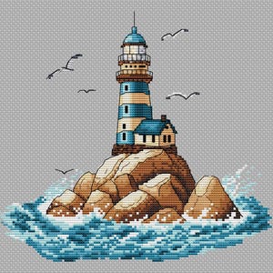 Lighthouse Cross Stitch Pattern Nautical Home Decor DIY Embroidery Coastal Embroidery PDF cross stitch Seaside Embroidery