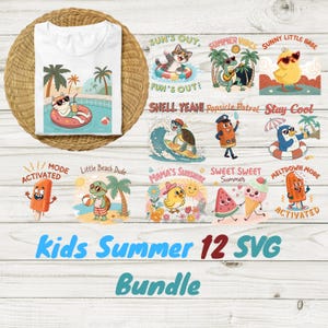 Retro Kids Summer SVG Bundle | Groovy Toddler Summer SVG | Vintage Beach Vibes SVG | Funny Cartoon Summer Characters | Sublimation Design