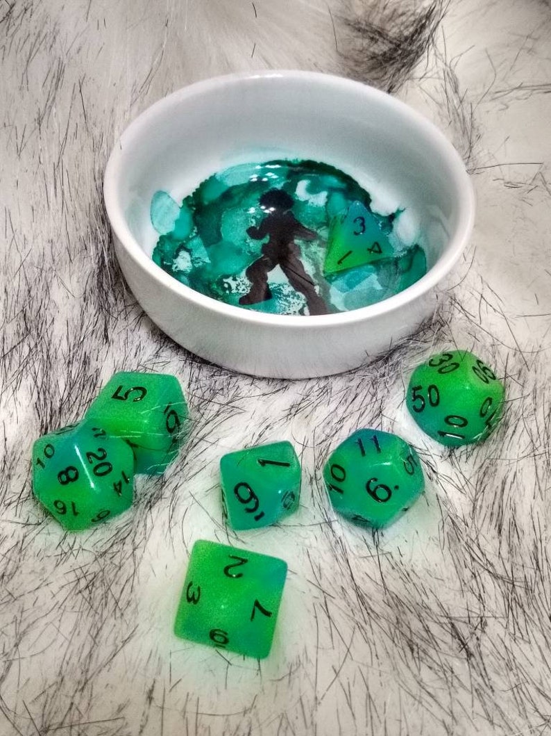 Alcohol Ink and Resin Ceramic Dice Jail D/&D Jewelry Bowl Ring Bowl