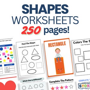 Shapes Worksheets / Busy Book Bundle Set | Printable PDF | Learn Basic Shapes, Tracing & Matching Activities | Kids Preschool Kindergarten