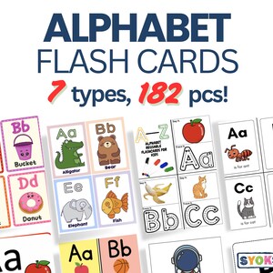 Cartes éclair de l'alphabet ABC | PDF imprimable | Apprentissage et éducation de la petite enfance | Tout-petits d'âge préscolaire - 182 pcs